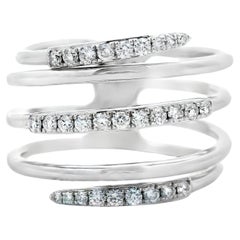 Anillo Envolvente Espiral de Diamantes en Oro Blanco de 14K 0,25ct Talla 7