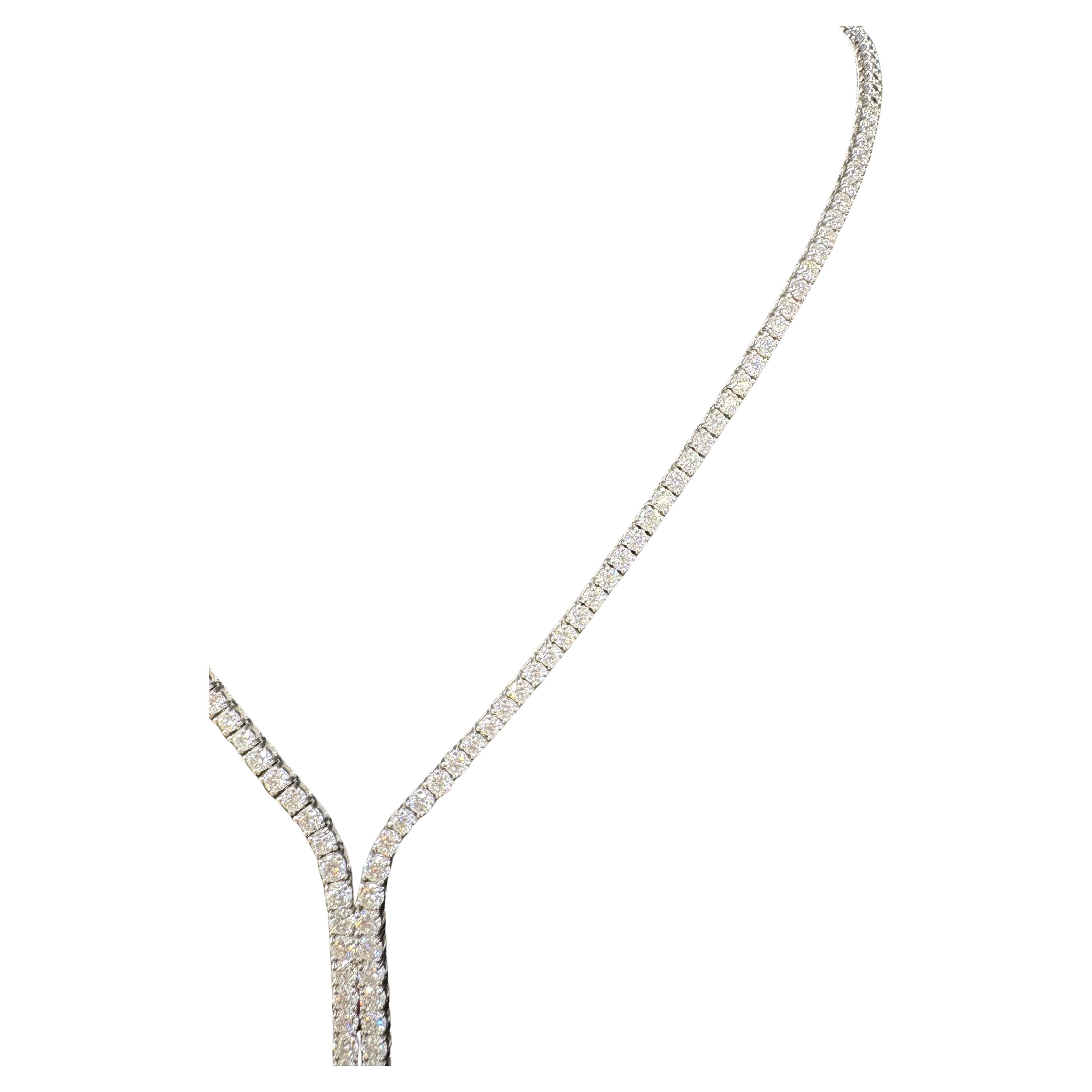 Collana Tennis con diamanti Split Drop a metà strada 7,52 carati in oro bianco 14KT G-H SI1 in vendita 4
