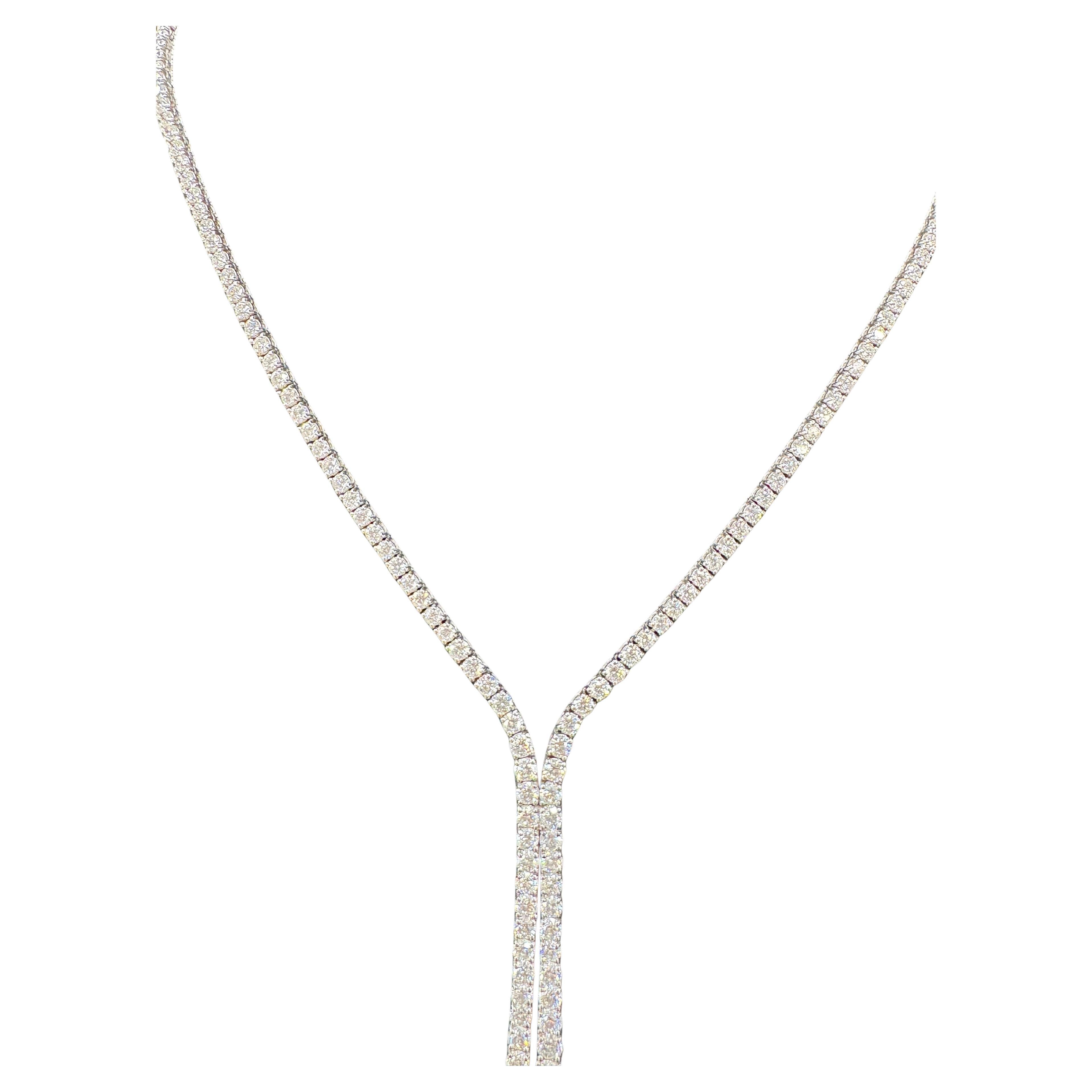 Contemporaneo Collana Tennis con diamanti Split Drop a metà strada 7,52 carati in oro bianco 14KT G-H SI1 in vendita