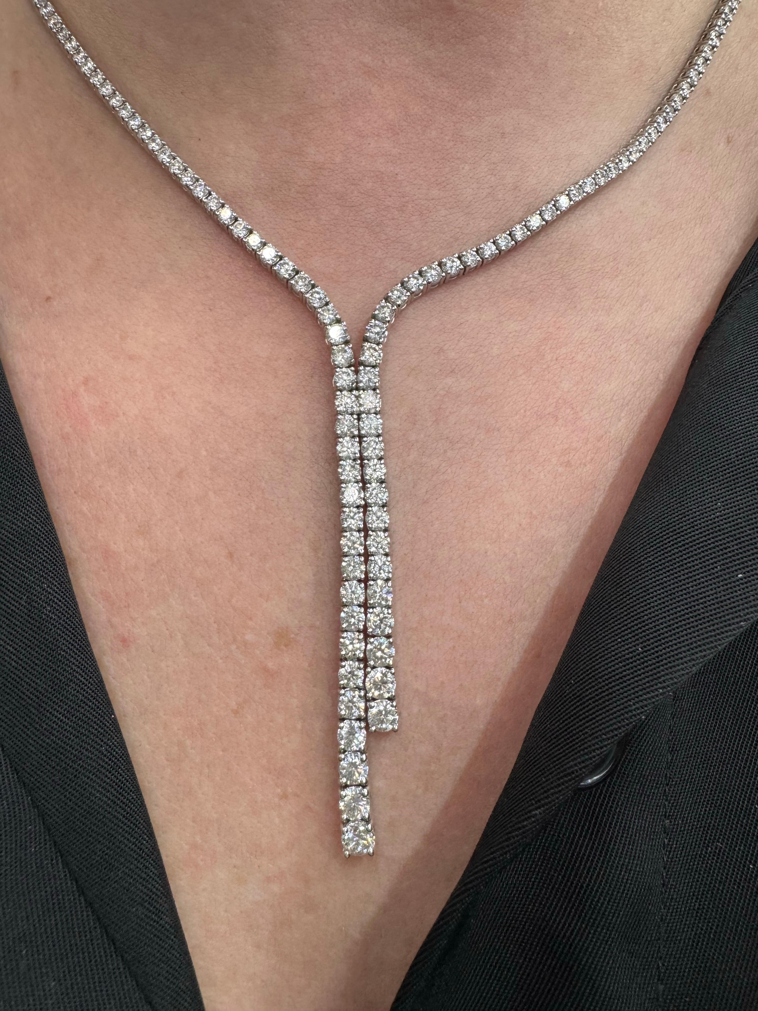 Collana Tennis con diamanti Split Drop a metà strada 7,52 carati in oro bianco 14KT G-H SI1 In condizioni Nuovo in vendita a New York, NY