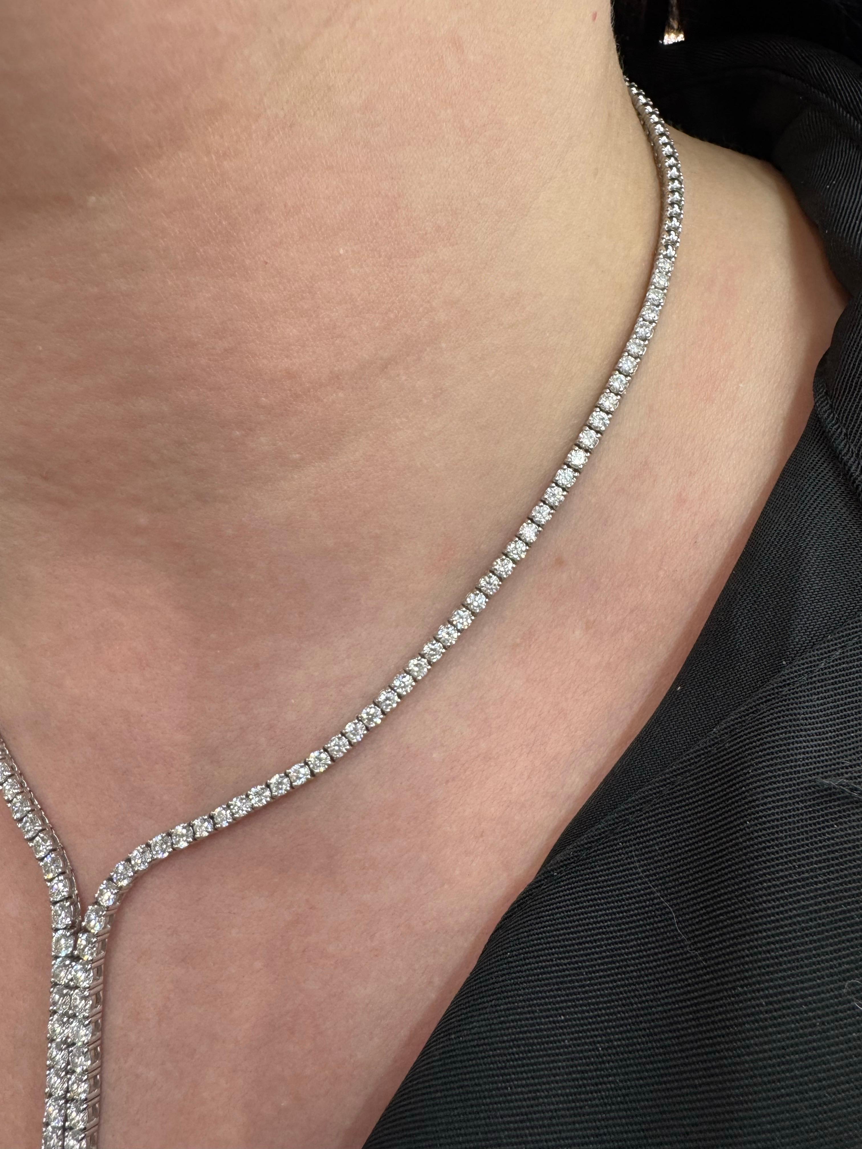 Donna Collana Tennis con diamanti Split Drop a metà strada 7,52 carati in oro bianco 14KT G-H SI1 in vendita