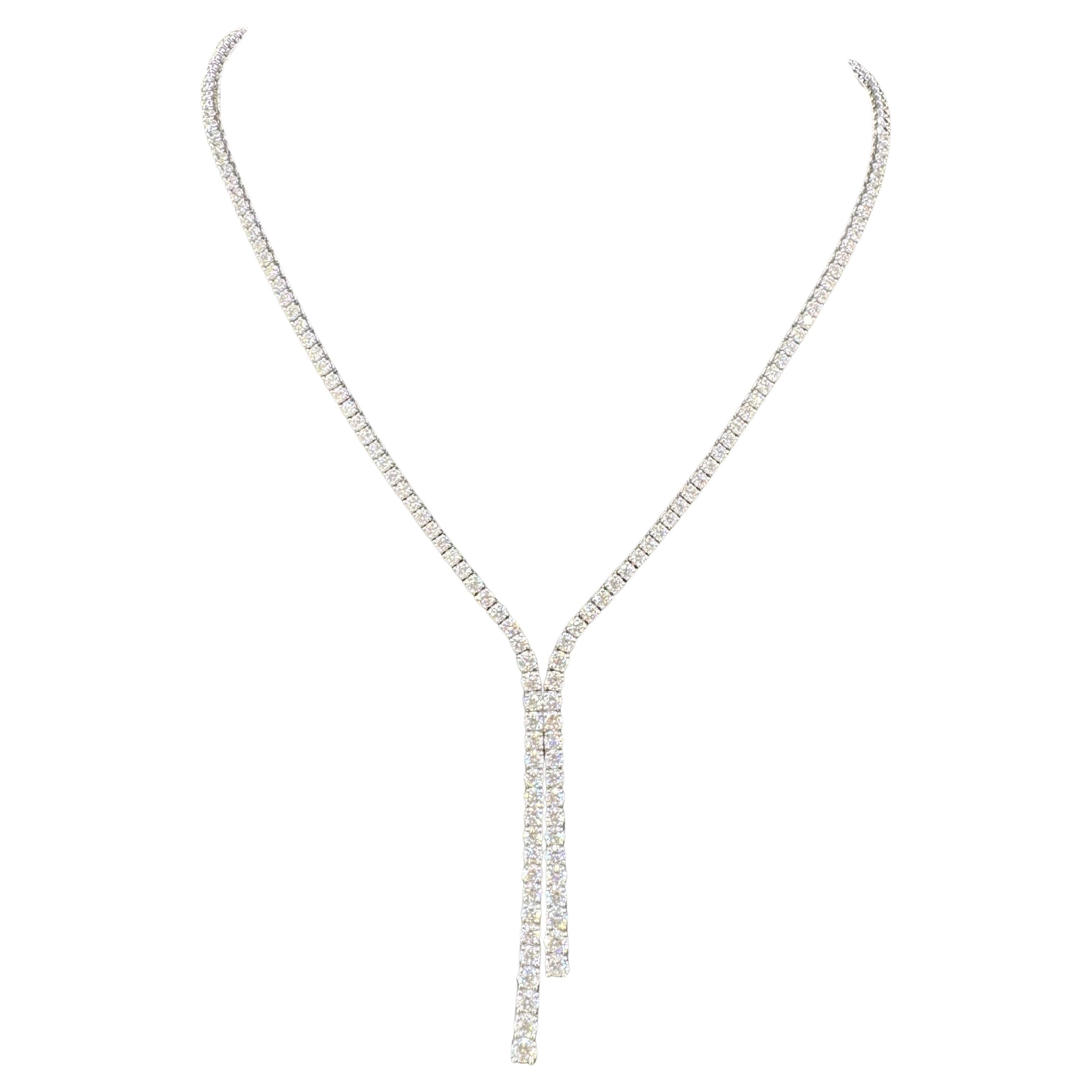 Collana Tennis con diamanti Split Drop a metà strada 7,52 carati in oro bianco 14KT G-H SI1 in vendita 3