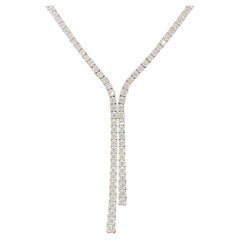 Diamond Split Drop Half Way Tennis Necklace 7.52 Carats 14KT White Gold G-H SI1