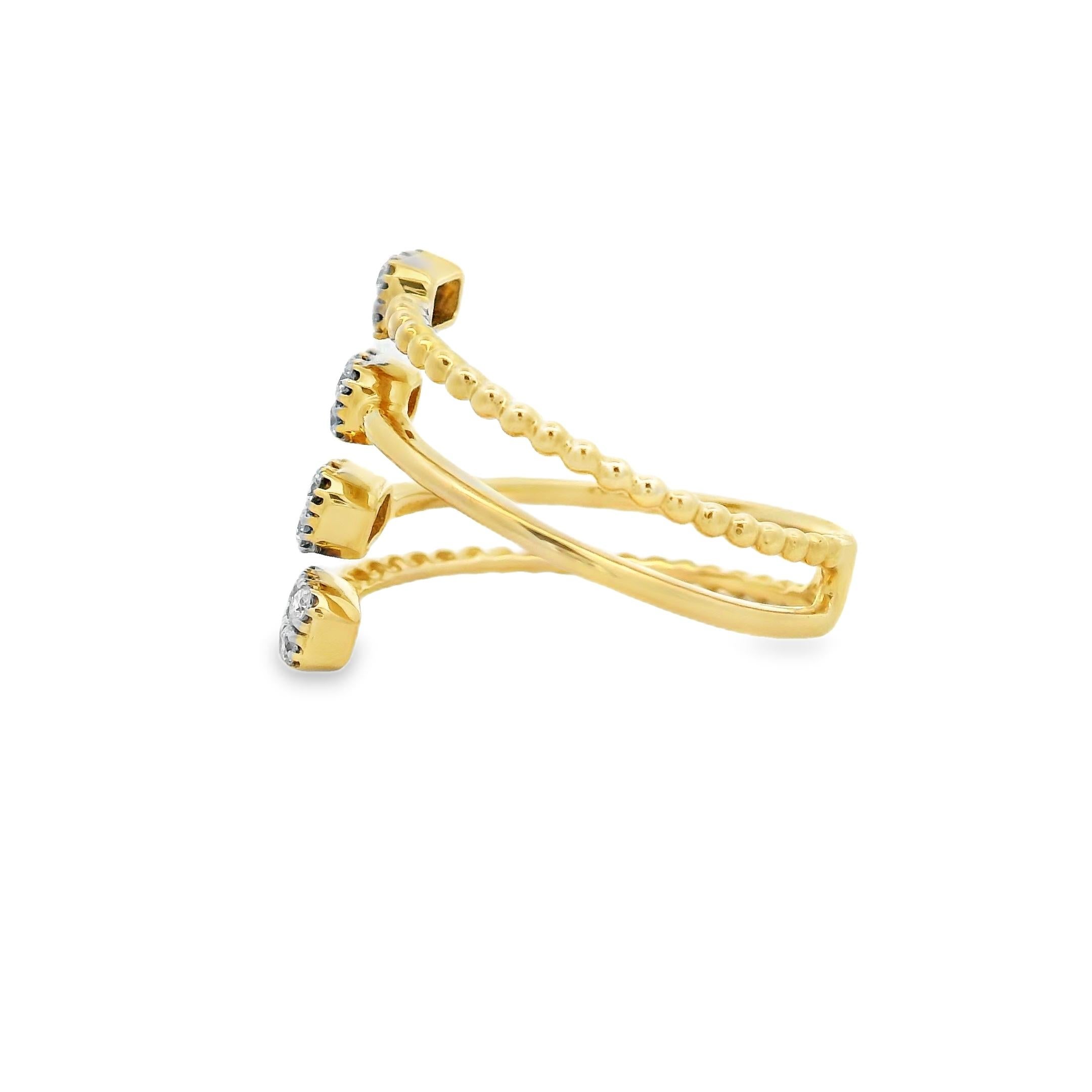 Contemporain Bague en or jaune 14K avec 0.36 carats Taille 7 en vente