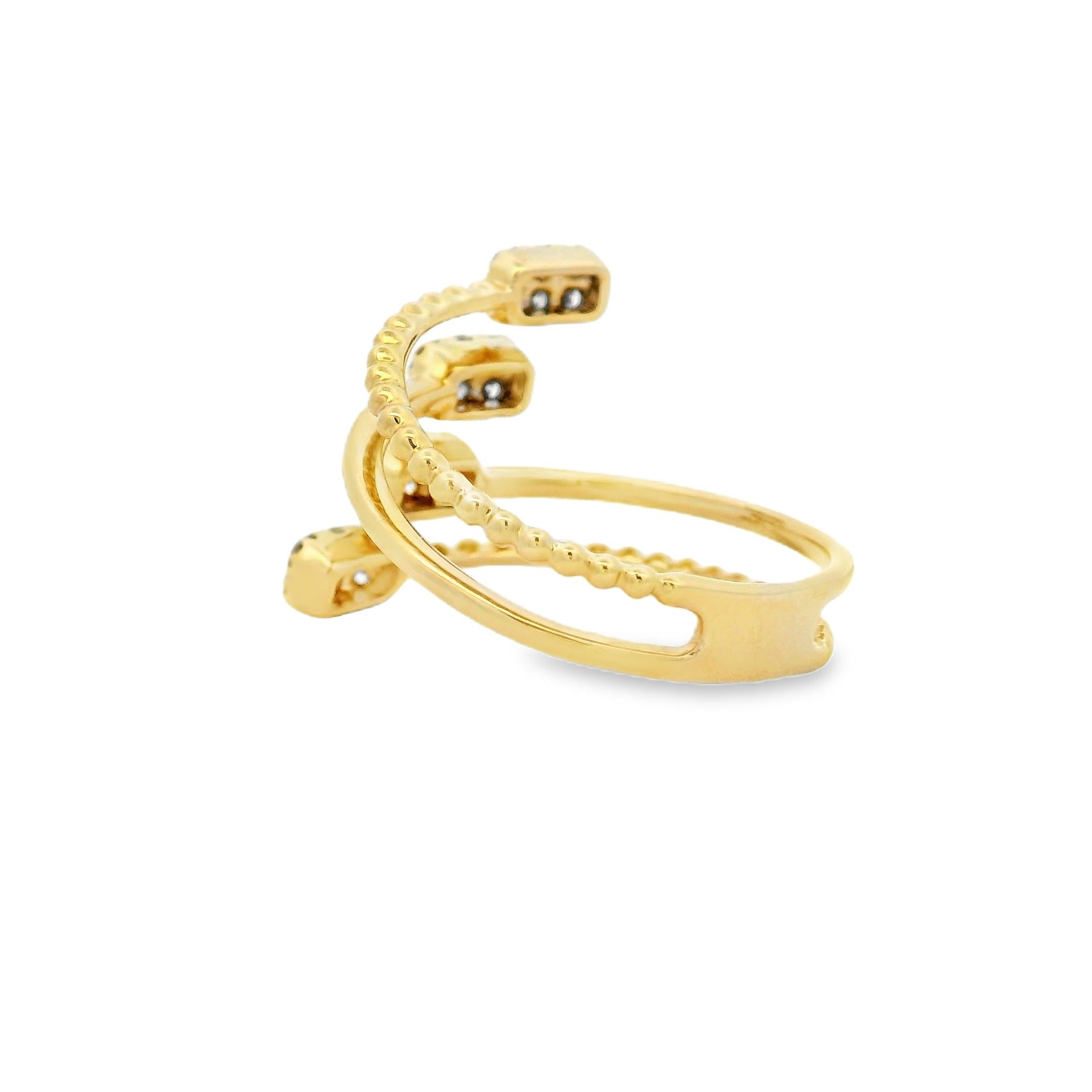 Taille ronde Bague en or jaune 14K avec 0.36 carats Taille 7 en vente