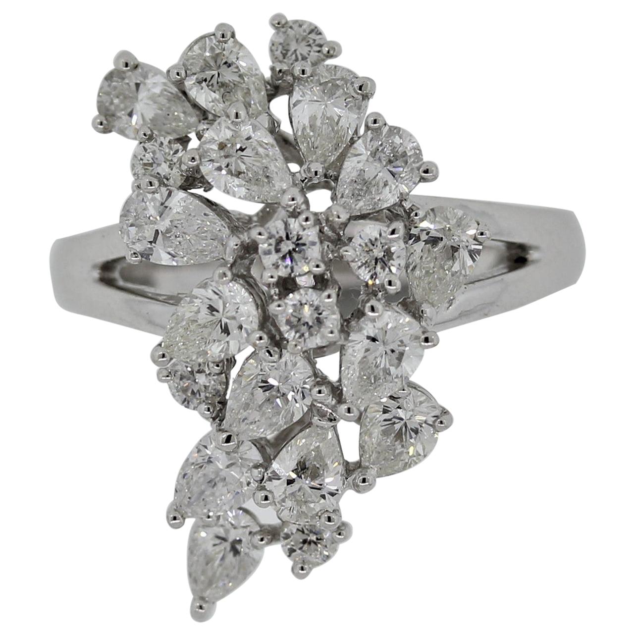 Diamond Spray Gold Cluster Ring For Sale