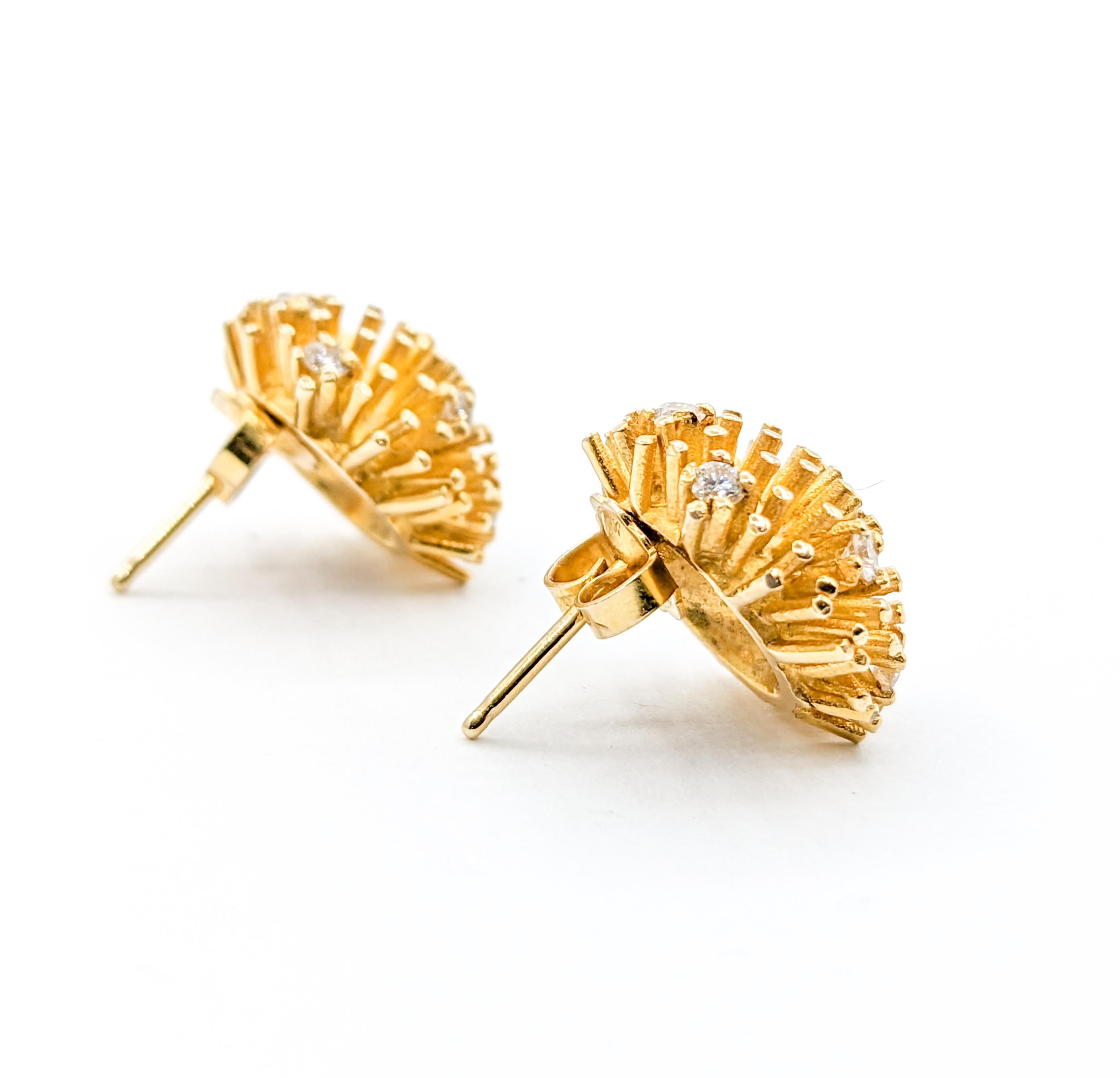 Women's Diamond Sputnik Stud Earring in Gold For Sale