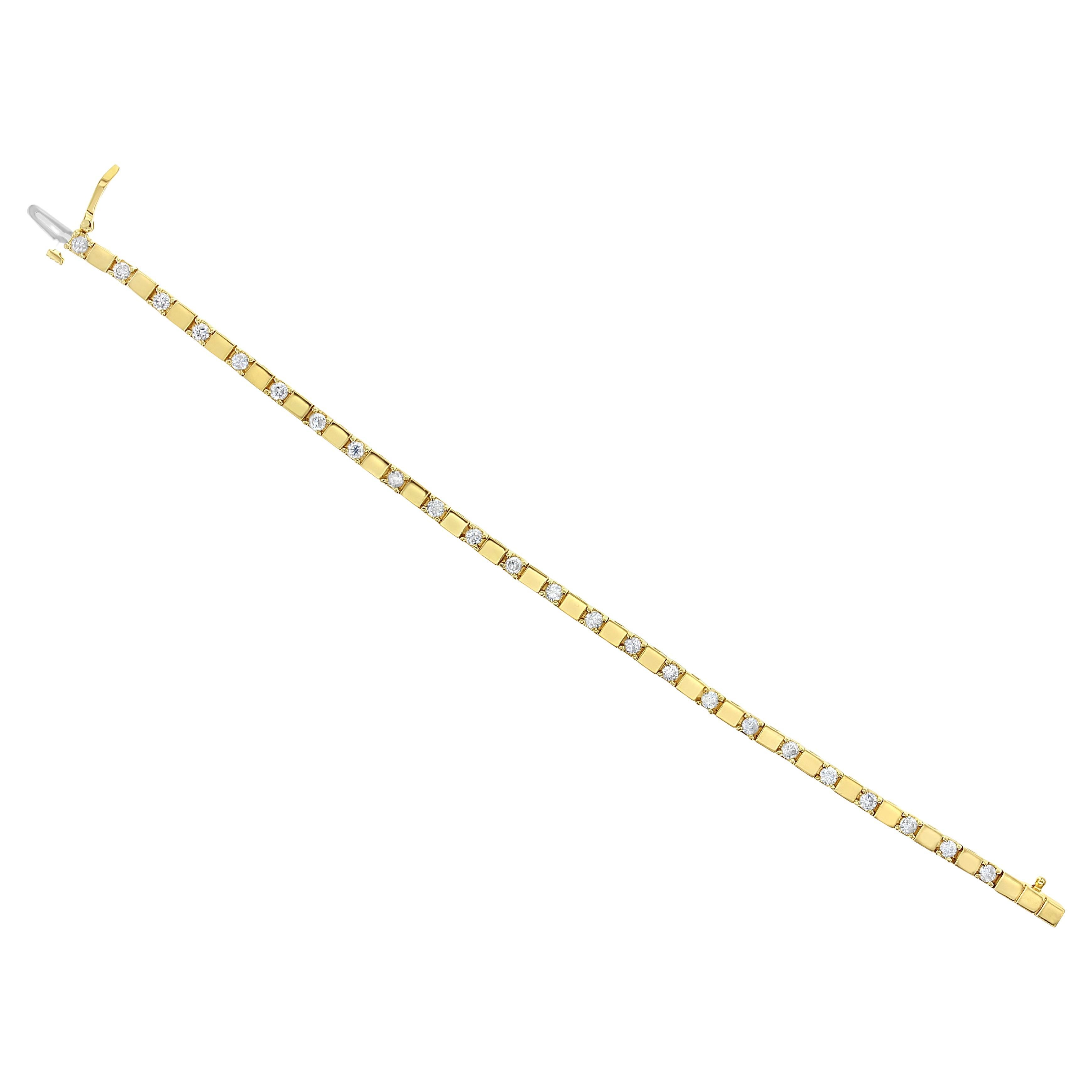 Diamond Square Block Tennis Bracelet 1.90cttw 14k Yellow Gold