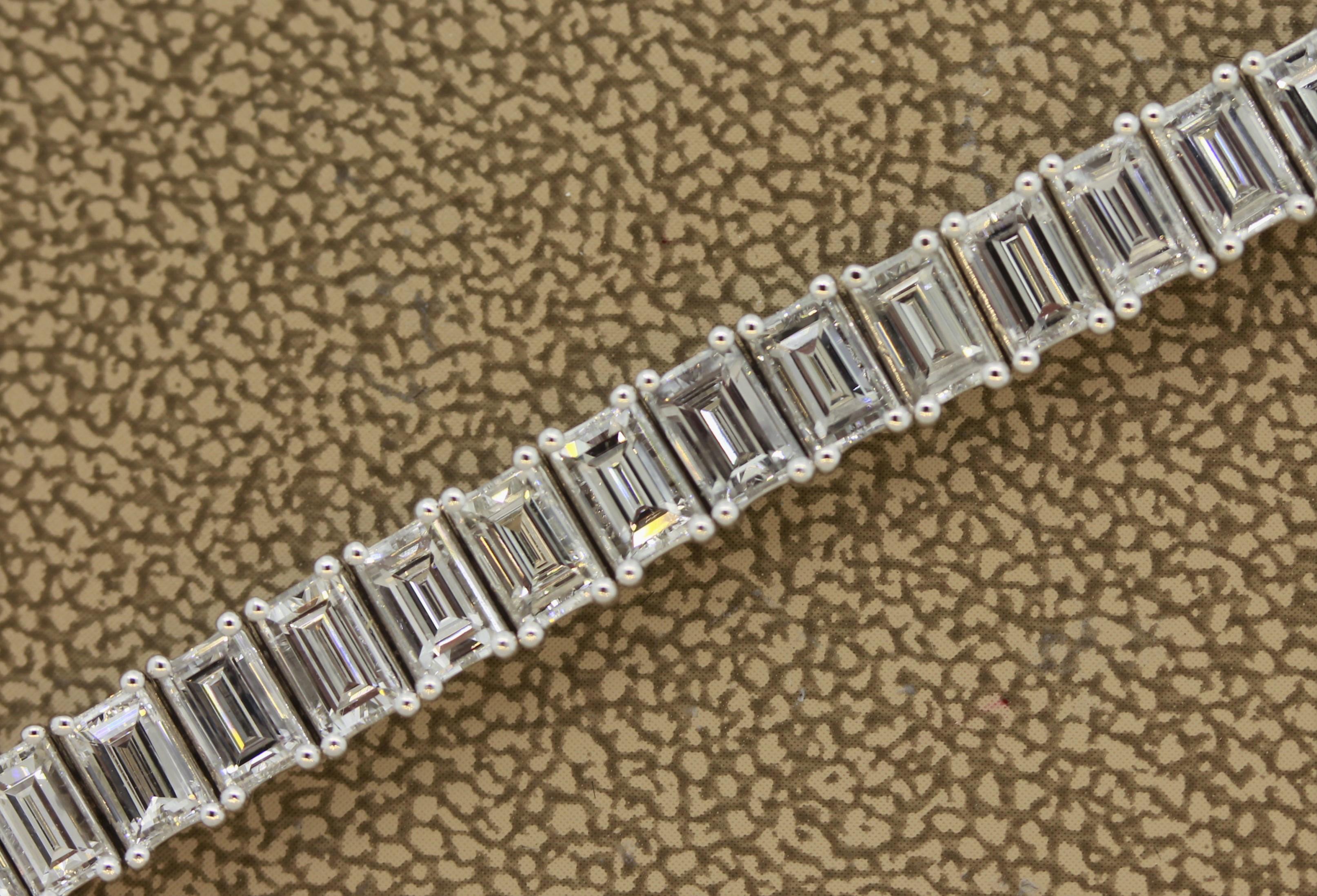 Square Cut Diamond Square-Cut Line Gold Tennis Bracelet