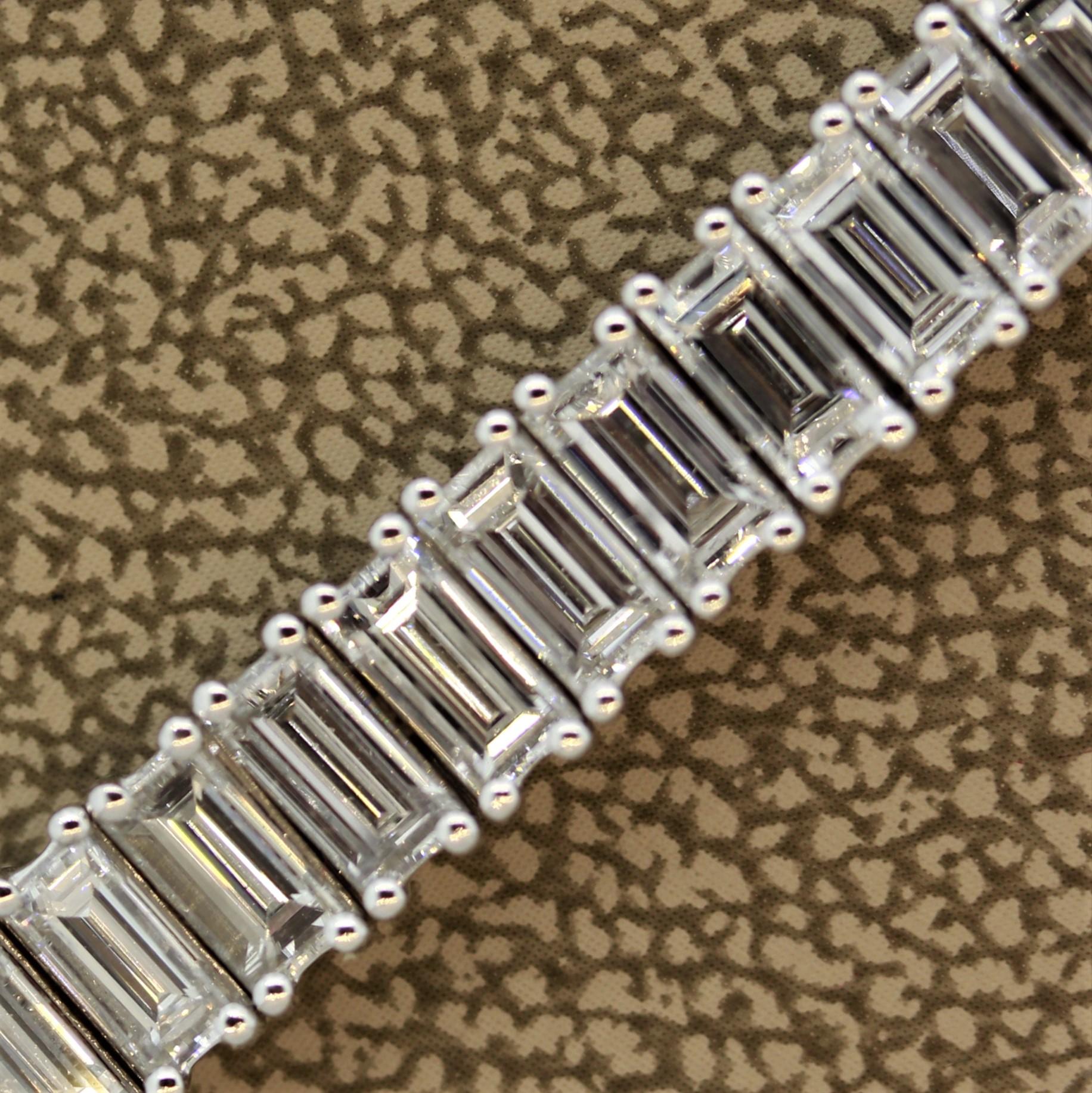 Women's Diamond Square-Cut Line Gold Tennis Bracelet