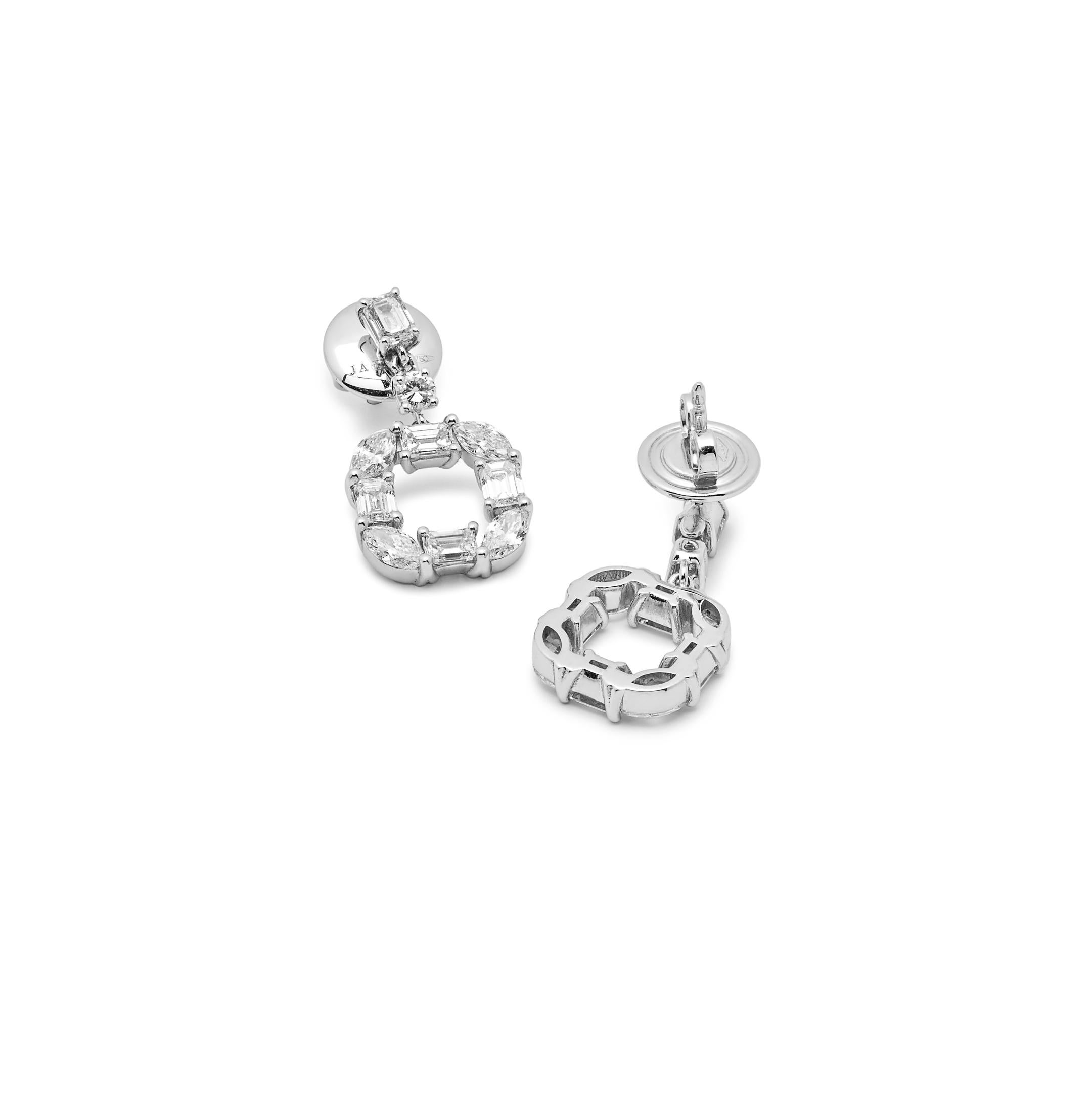 Contemporary Diamond Square Cut-Out Earrings For Sale