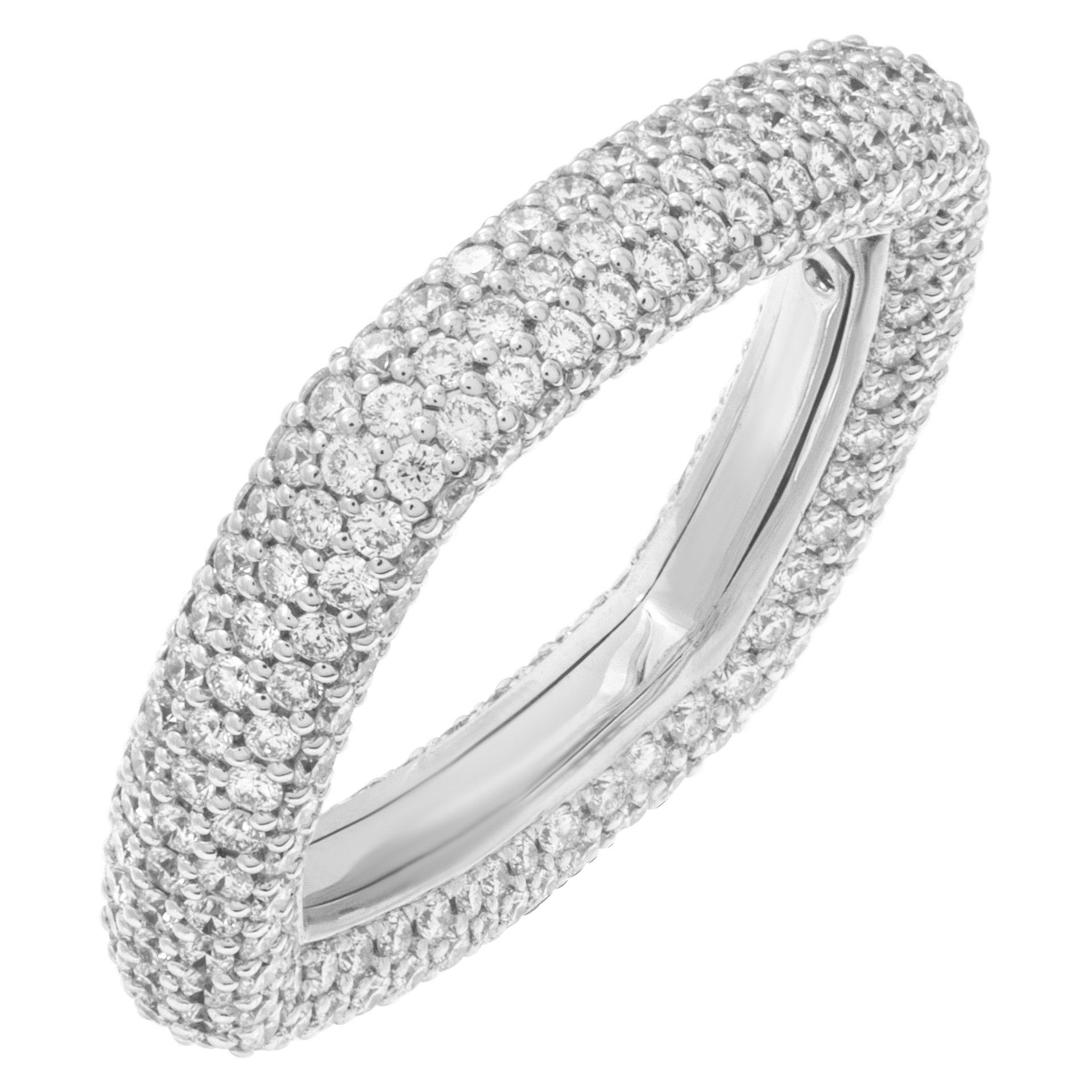 Round Cut Diamond Square Eternity Band with Pave Round Brilliant Cut Diamonds Set in 18k