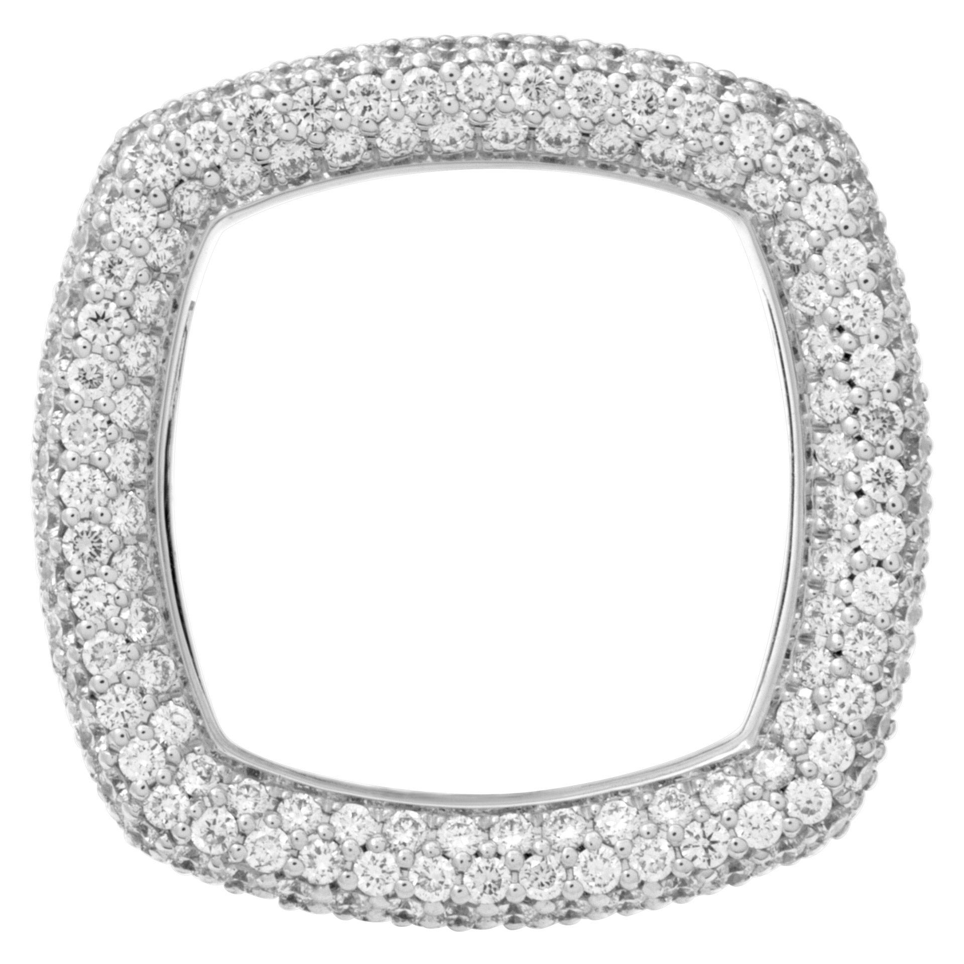 Diamond Square Eternity Band with Pave Round Brilliant Cut Diamonds Set in 18k In Excellent Condition In Surfside, FL