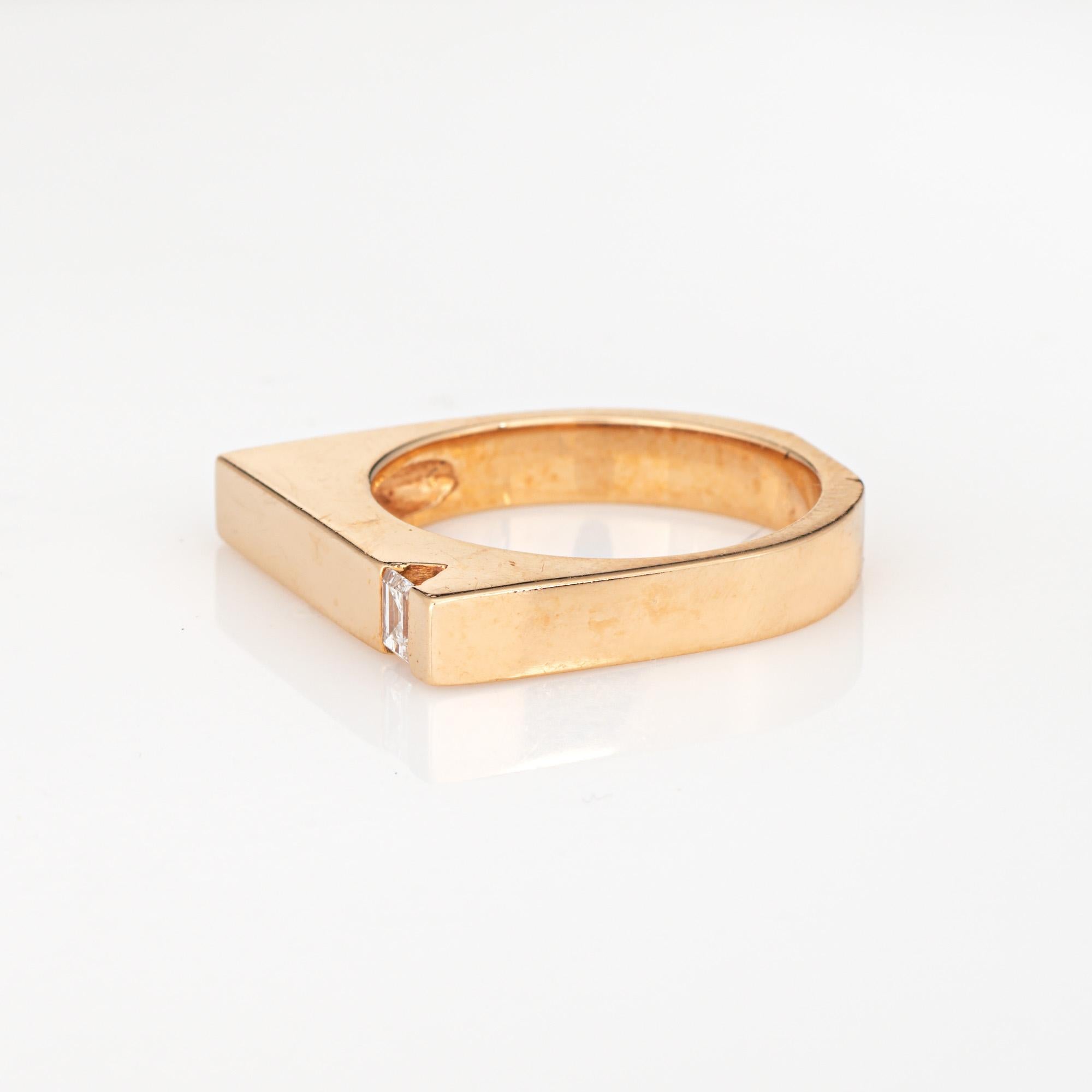 Taille carrée Diamond Square Ring Sz 6.5 Stacking Band Vintage 14k Yellow Gold Fine Jewelry
