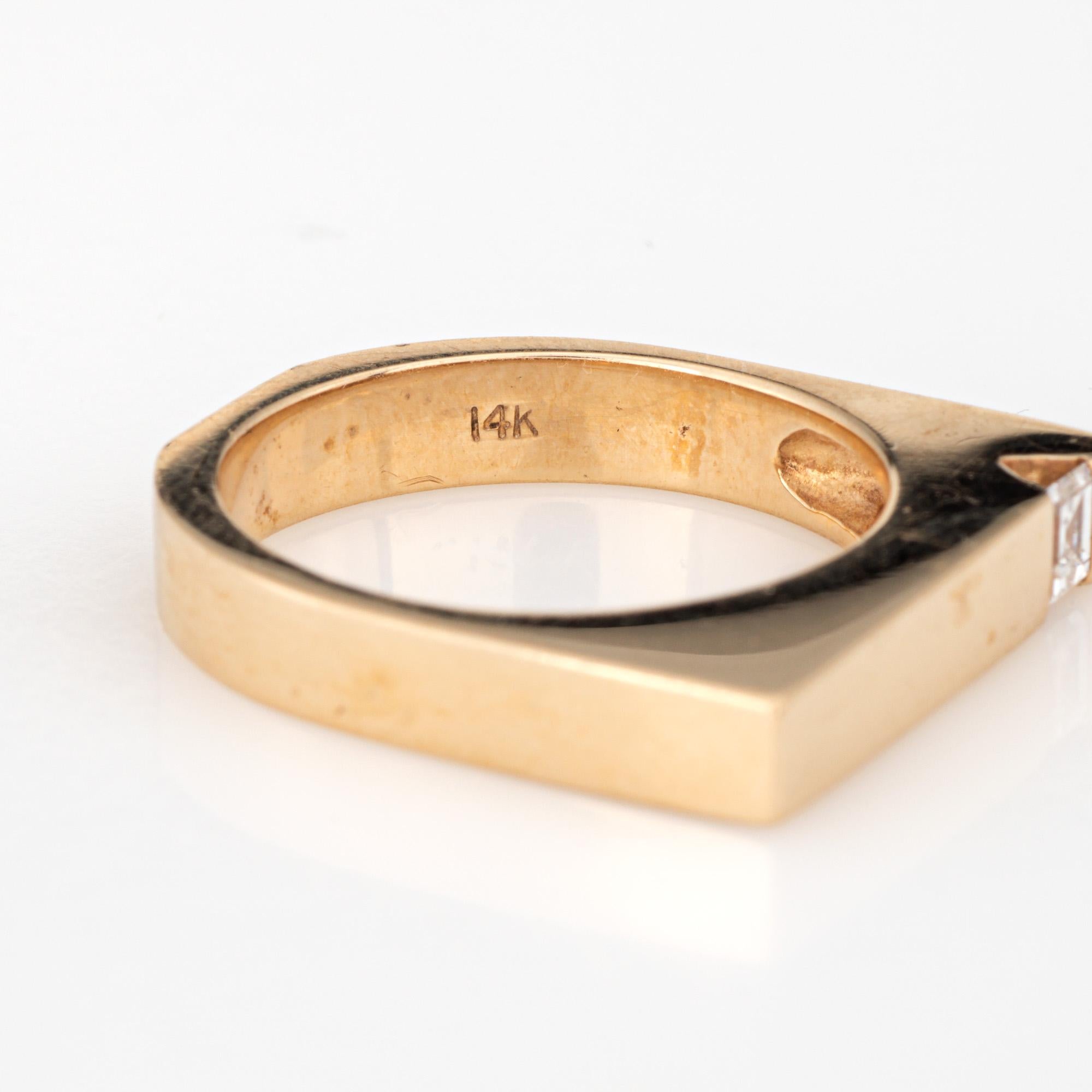 Diamond Square Ring Sz 6.5 Stacking Band Vintage 14k Yellow Gold Fine Jewelry 1