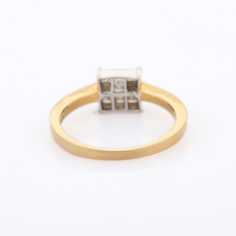 For Sale:  18k Solid Yellow Gold Square Diamond Ring Gift for Her 6