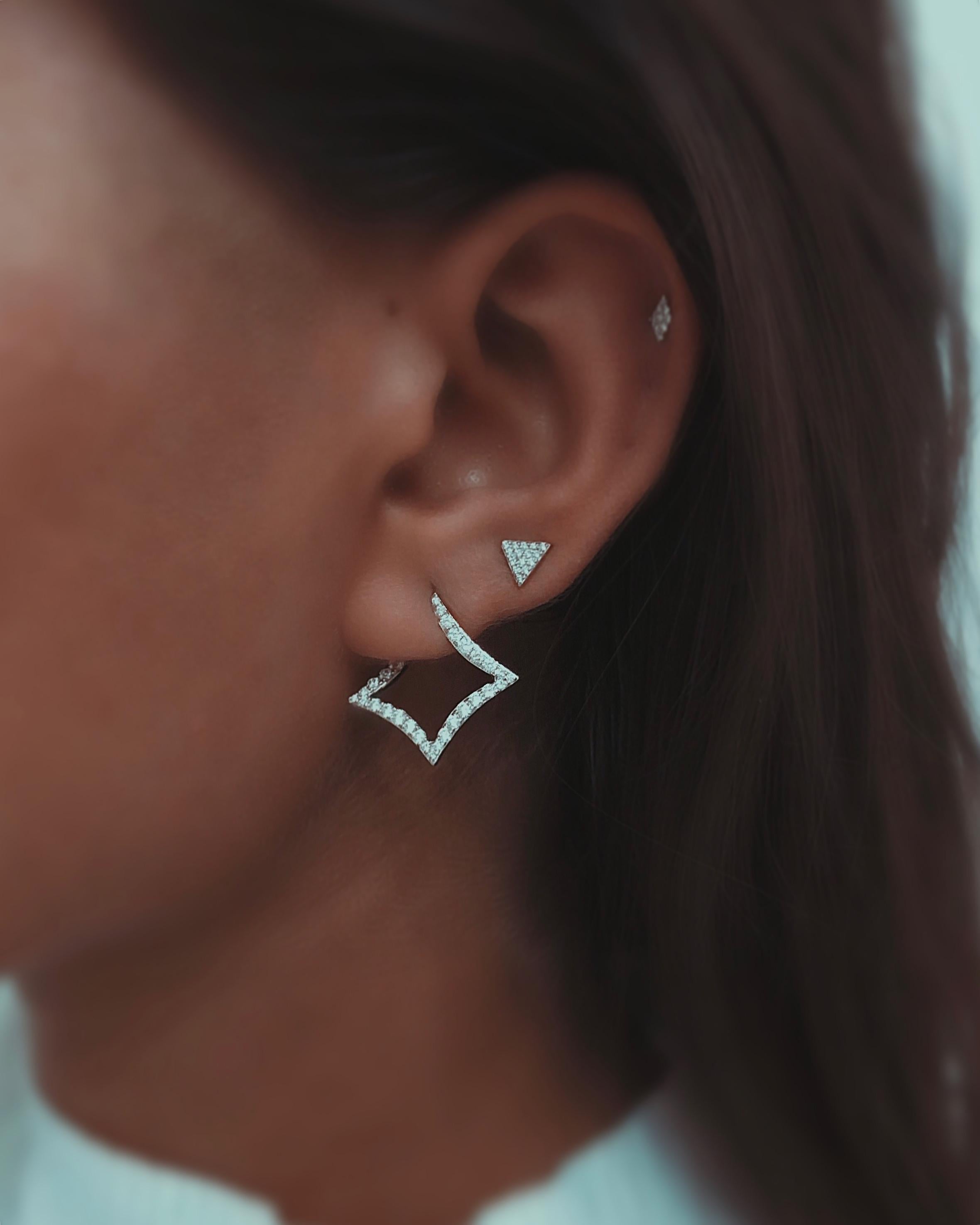 Modern Tanisa Nahata Diamond Squares Earring in 18Karat Gold For Sale