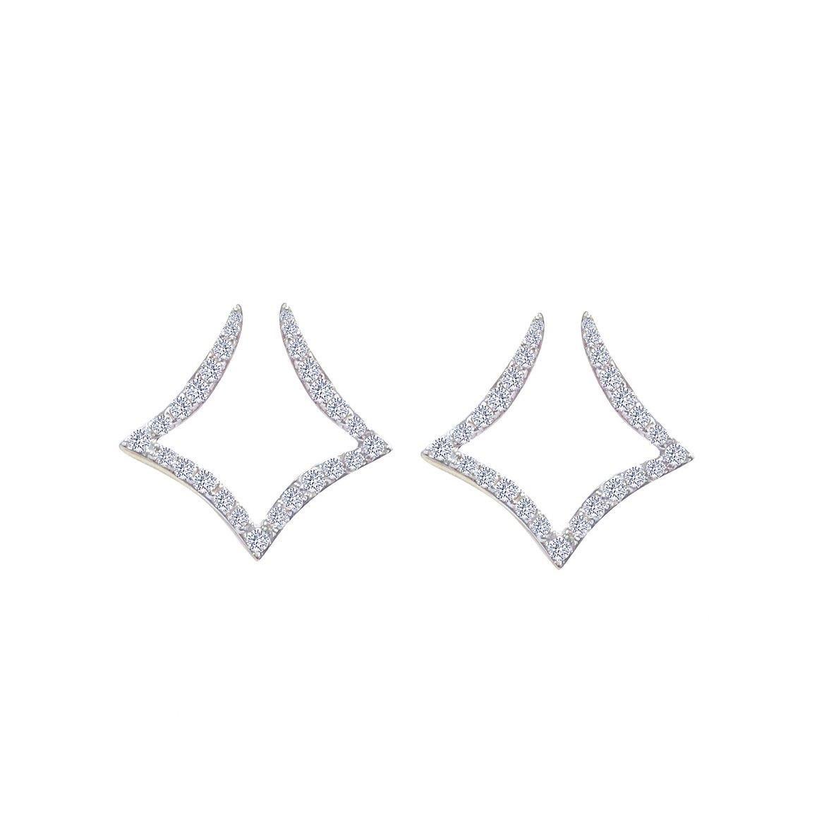 Round Cut Tanisa Nahata Diamond Squares Earring in 18Karat Gold For Sale