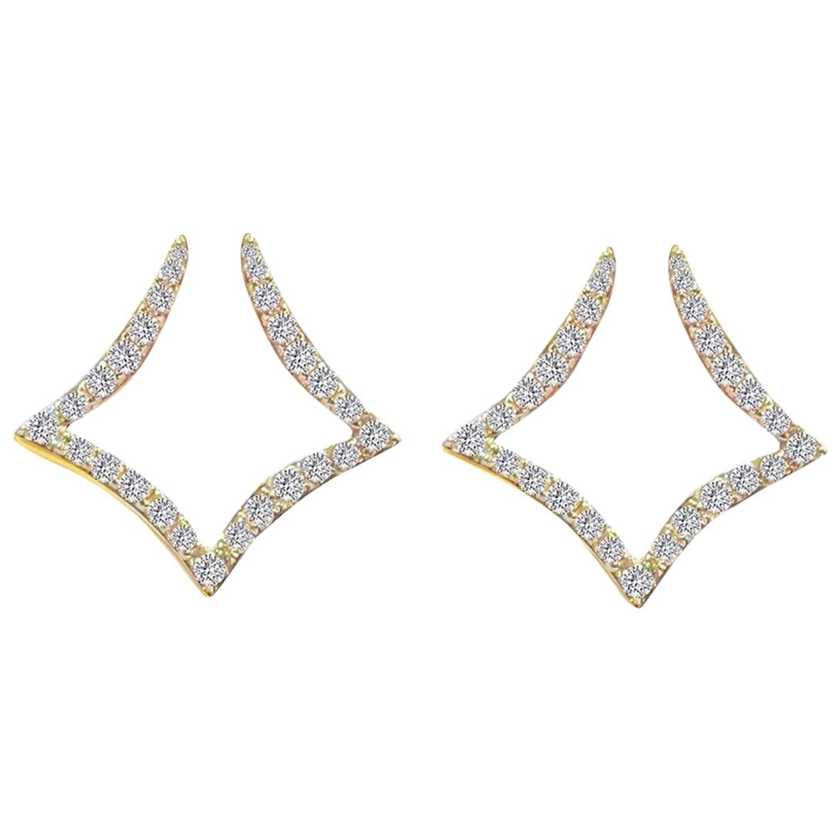Diamond Squares Earring in 18 Karat Gold
