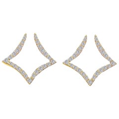 Boucles d'oreilles carrées en or 18 carats et diamants