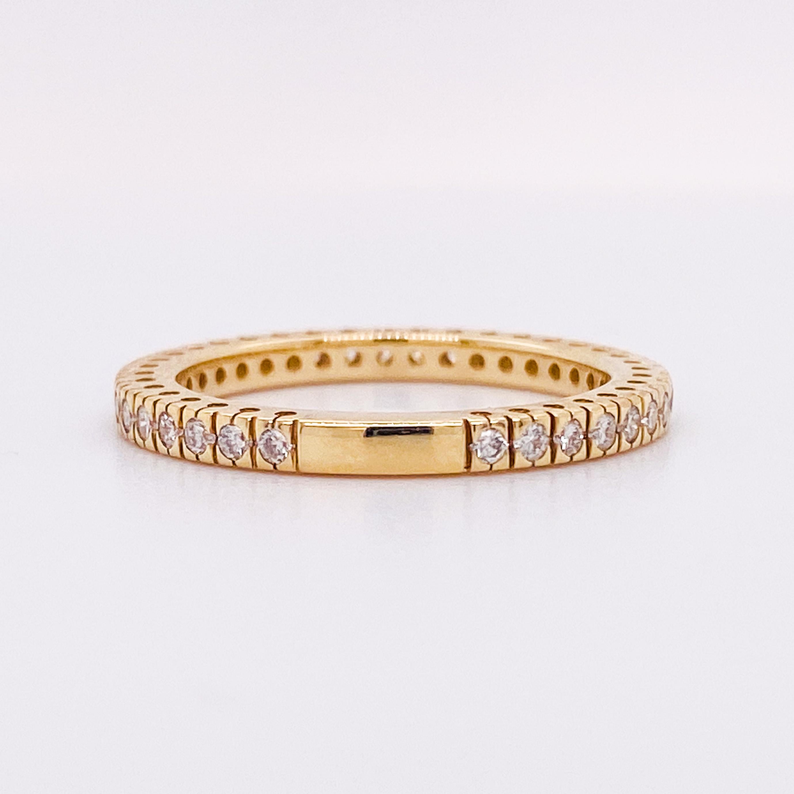 For Sale:  Diamond Stackable Band in 14k Yellow Gold .42 Carat Round Diamond Ring 3