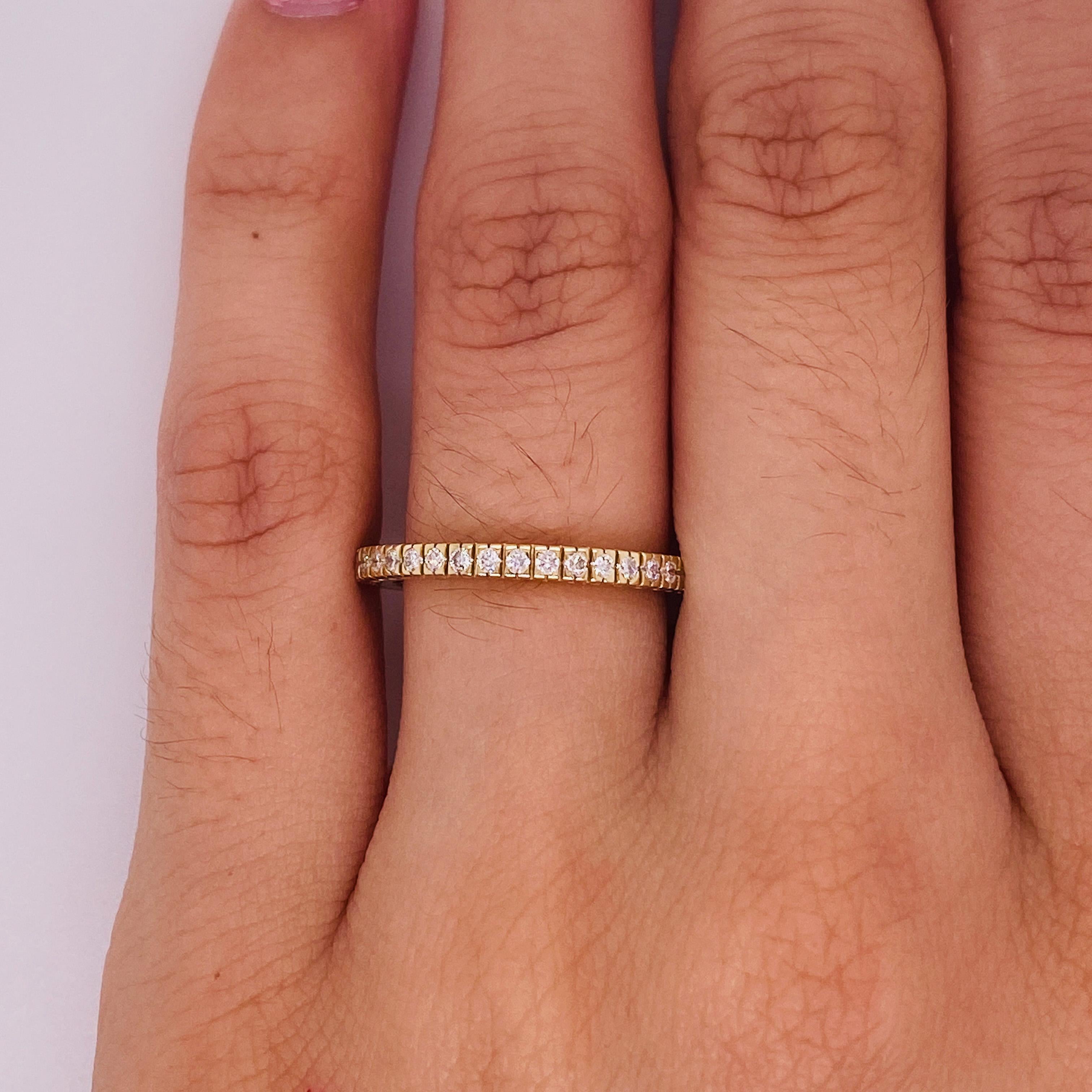 For Sale:  Diamond Stackable Band in 14k Yellow Gold .42 Carat Round Diamond Ring 4