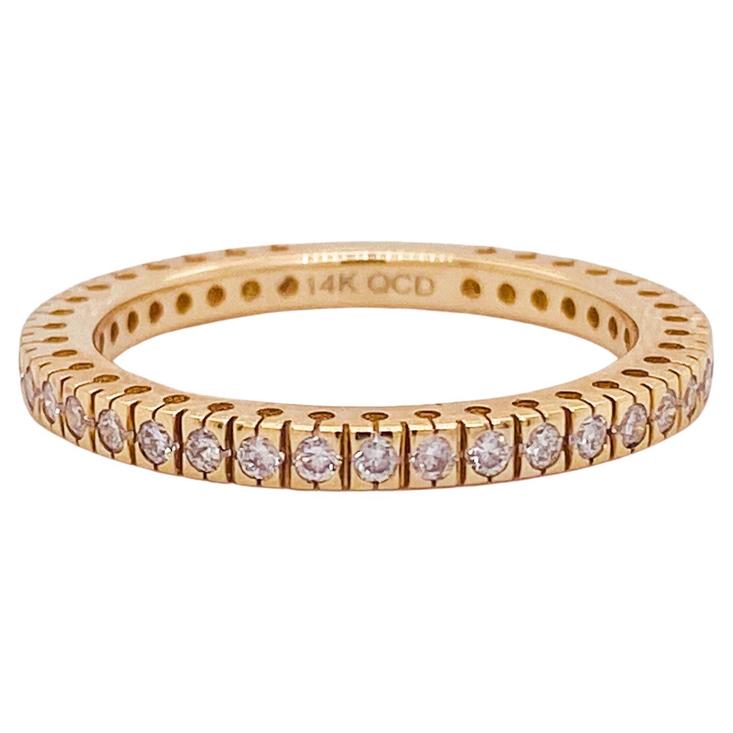 Diamond Stackable Band in 14k Yellow Gold .42 Carat Round Diamond Ring