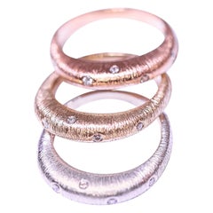 Diamond Stackable Bands by Sal Praschnik in Yellow, Rose and White Gold