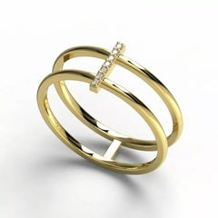 Diamond Stacking Bar Ring in 14K Solid Yellow Gold