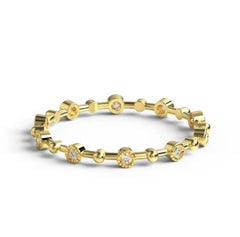 Diamond Stacking Ring 14K Solid Gold Bezel Set Diamond Eternity Band Rings.