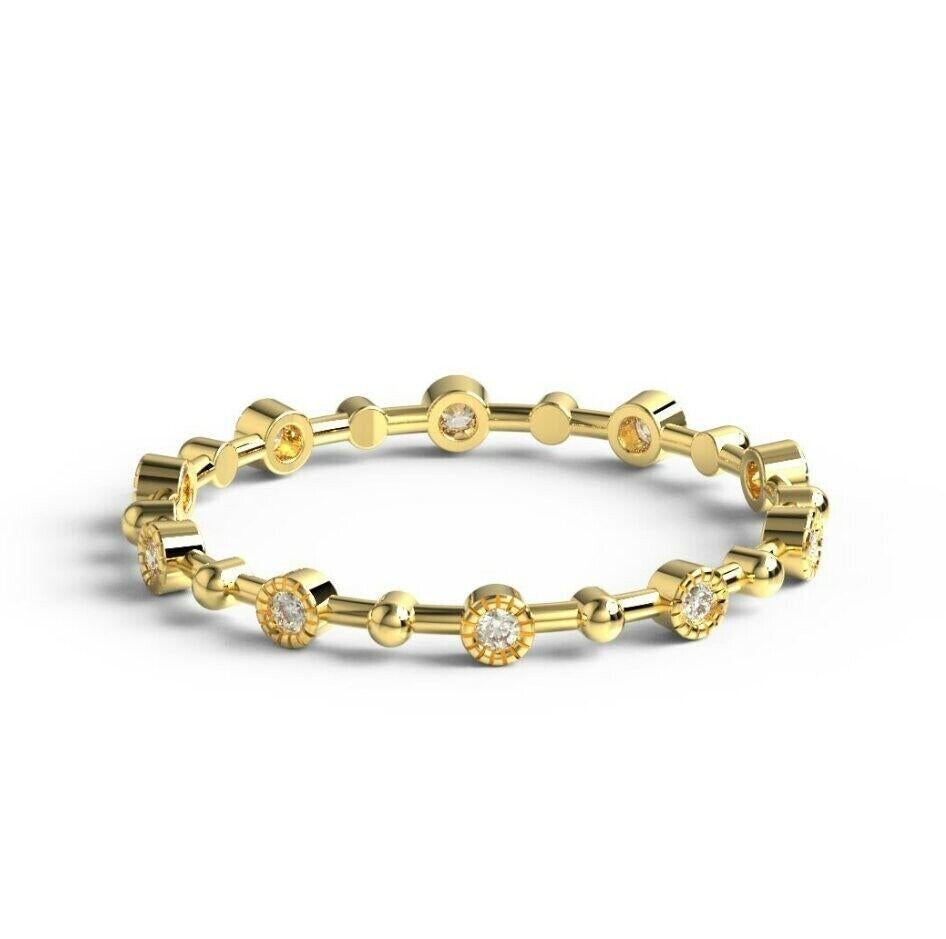 Diamond Stacking Ring 14K Solid Gold Bezel Set diamond Eternity Band Rings For Sale 3