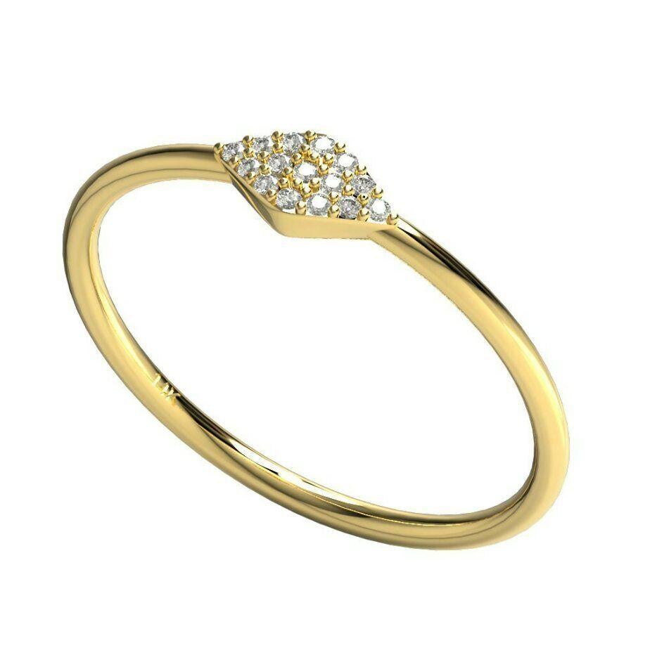 Taille ronde Bague empilable pour filles cadeau de diplôme en or massif 14 carats et diamants en vente