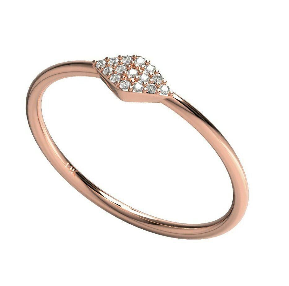 Bague empilable pour filles cadeau de diplôme en or massif 14 carats et diamants Unisexe en vente