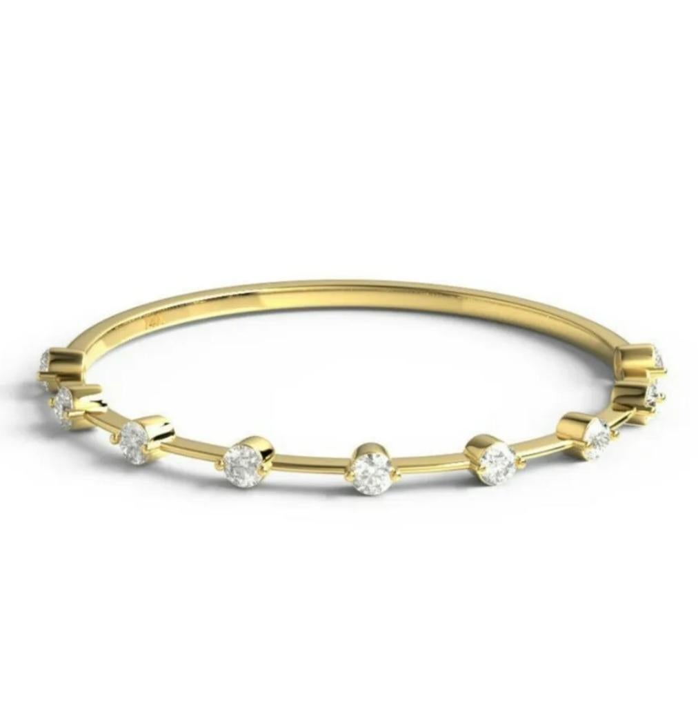 Diamond Stacking Ring 14K Solid Yellow Gold Round diamond Wedding Band Gift. For Sale 5