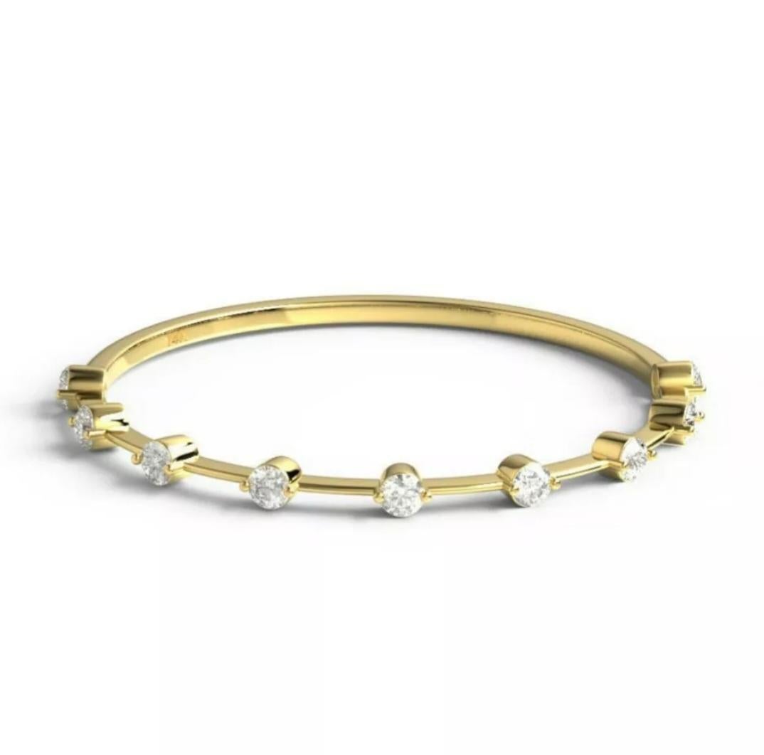 Diamond Stacking Ring 14K Solid Yellow Gold Round diamond Wedding Band Gift. In New Condition For Sale In Chicago, IL