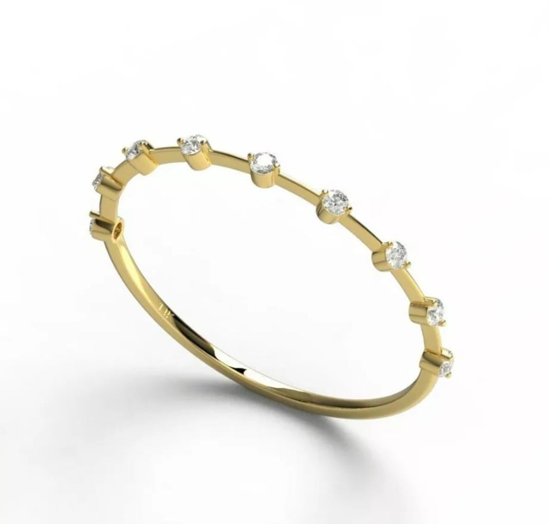 Diamond Stacking Ring 14K Solid Yellow Gold Round diamond Wedding Band Gift. For Sale 3