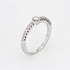 Diamond Stacking Ring Estate 18 Karat White Gold Fine Jewelry Wedding Band