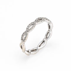 Diamond Stacking Ring Braided 14 Karat White Gold Fine Jewelry Wedding Band