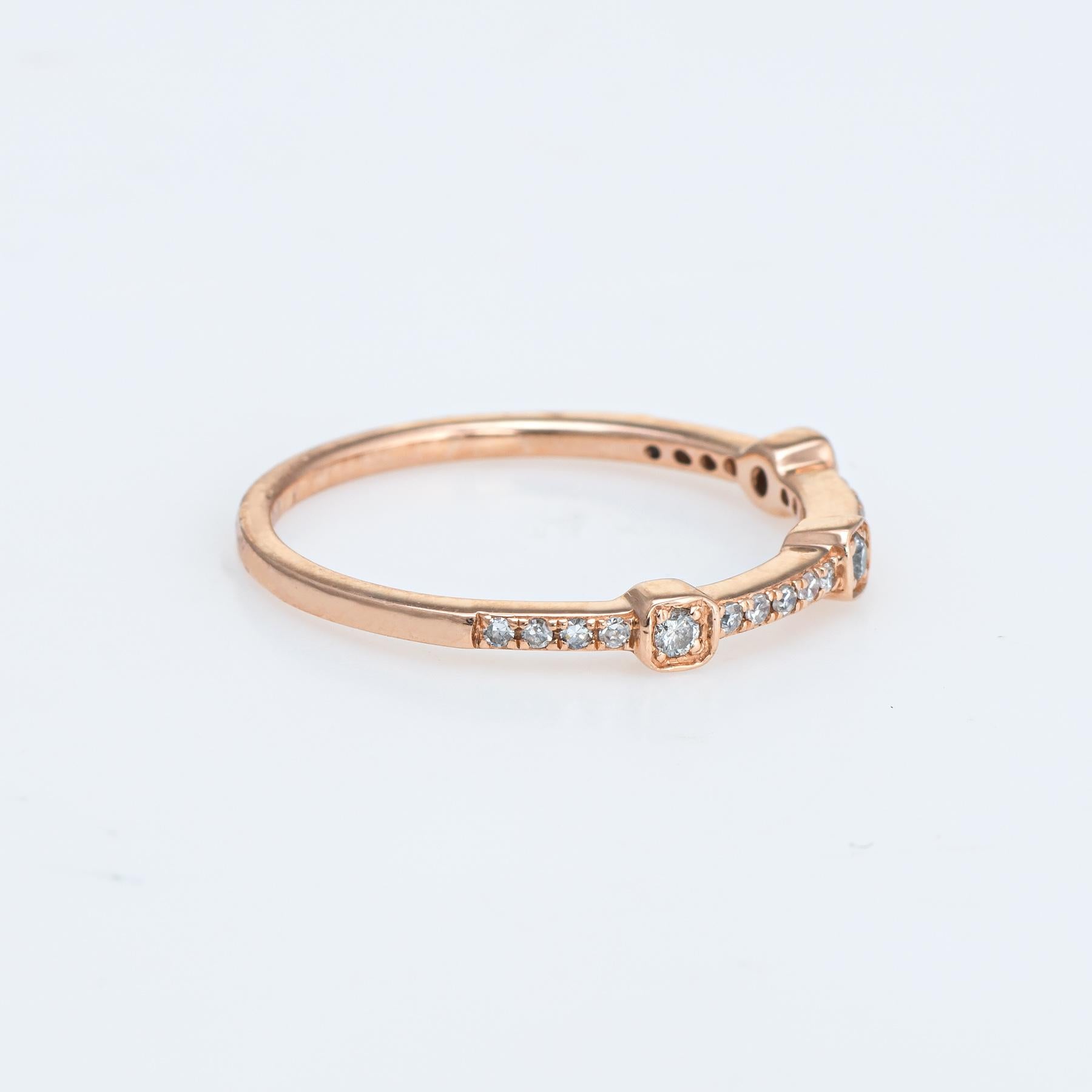 Modern Diamond Stacking Ring 14 Karat Rose Gold Estate Fine Jewelry Wedding Band