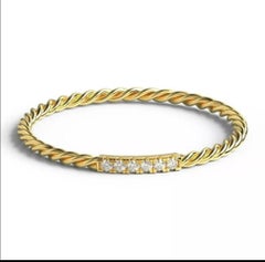 Diamond Stacking Ring Wedding Band 14K Solid Gold Thin wedding ring Twisted ring