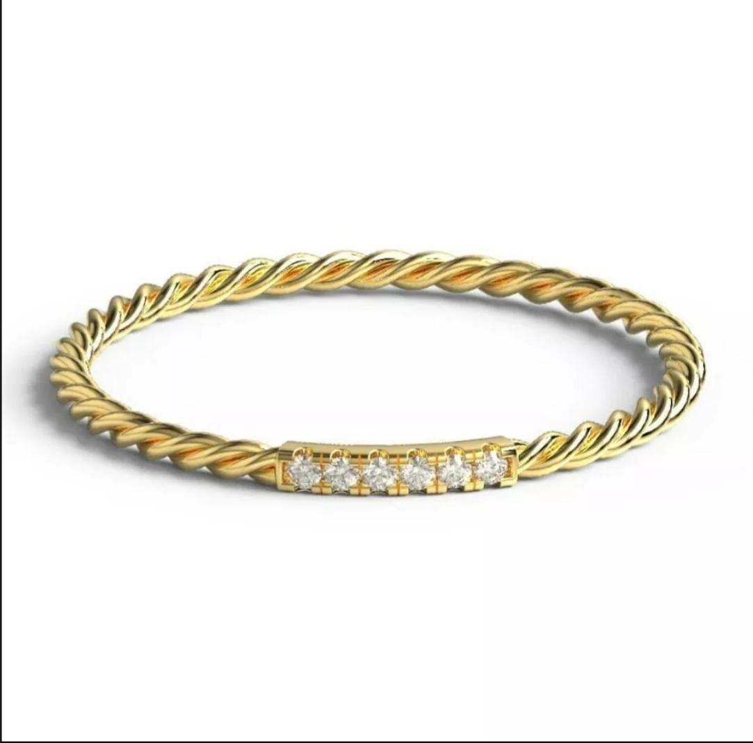 Diamant-Ehering mit Stapelring 14K Massivgold dünner Ehering, gedrehter Ring (Art déco) im Angebot