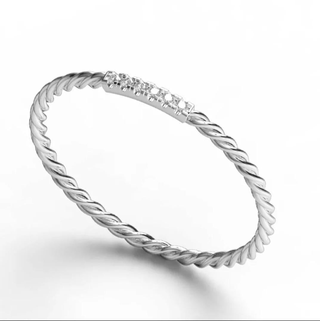 Diamant-Ehering mit Stapelring 14K Massivgold dünner Ehering, gedrehter Ring im Zustand „Neu“ im Angebot in Chicago, IL