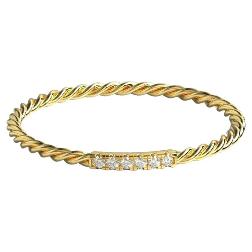 Diamant-Ehering mit Stapelring 14K Massivgold dünner Ehering, gedrehter Ring