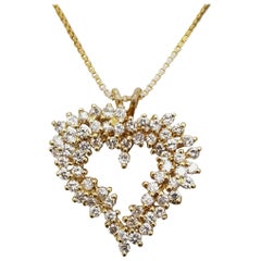 Diamond Staggered 3-Row Heart Necklace