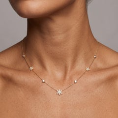 Diamond Star 14K (oder 18k auf Anfrage) Gelbgold Station Halskette