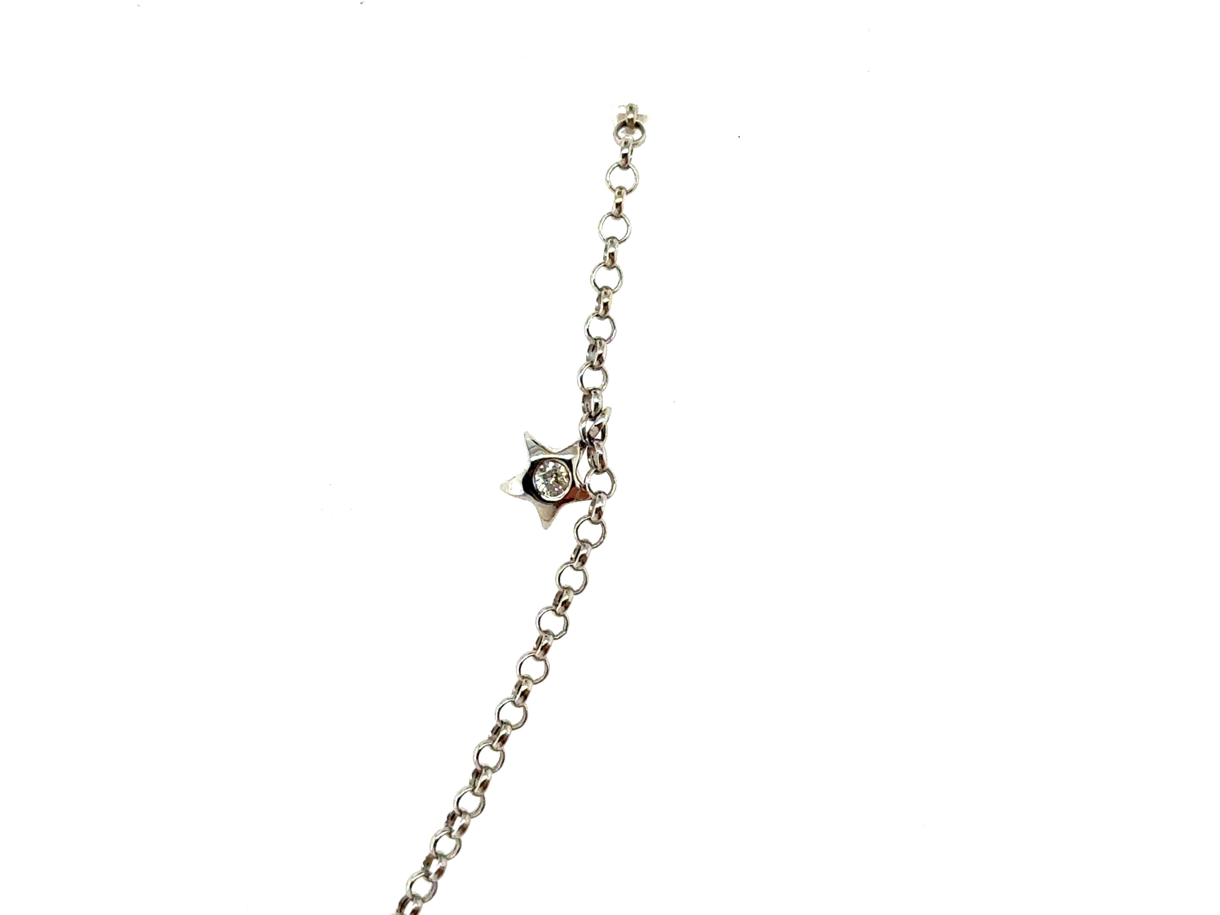 Pulsera Estrella Diamante Tobillera Oro Blanco 14K Se lleva en la muñeca o en el tobillo Corte redondo en venta