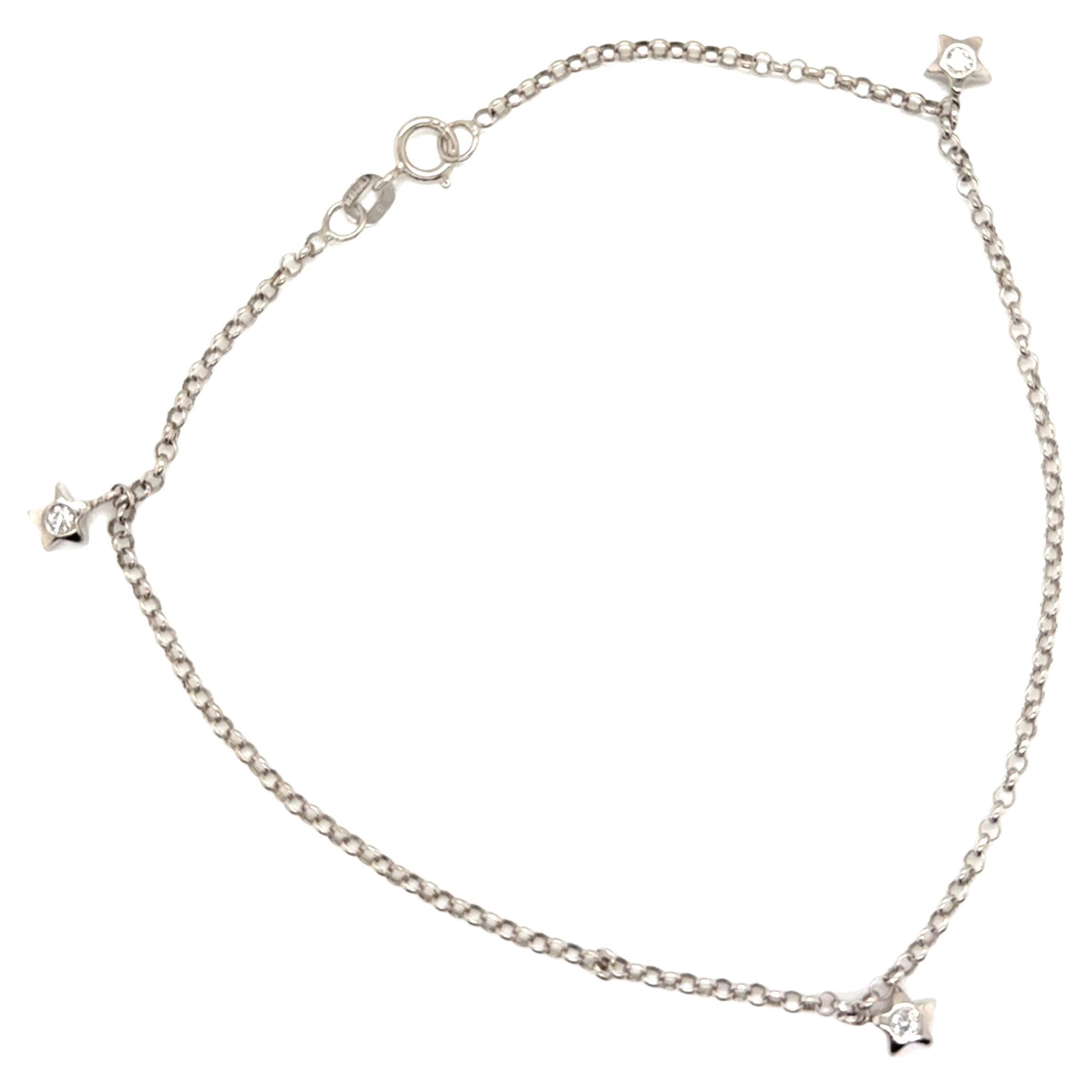 Pulsera Estrella Diamante Tobillera Oro Blanco 14K Se lleva en la muñeca o en el tobillo en venta