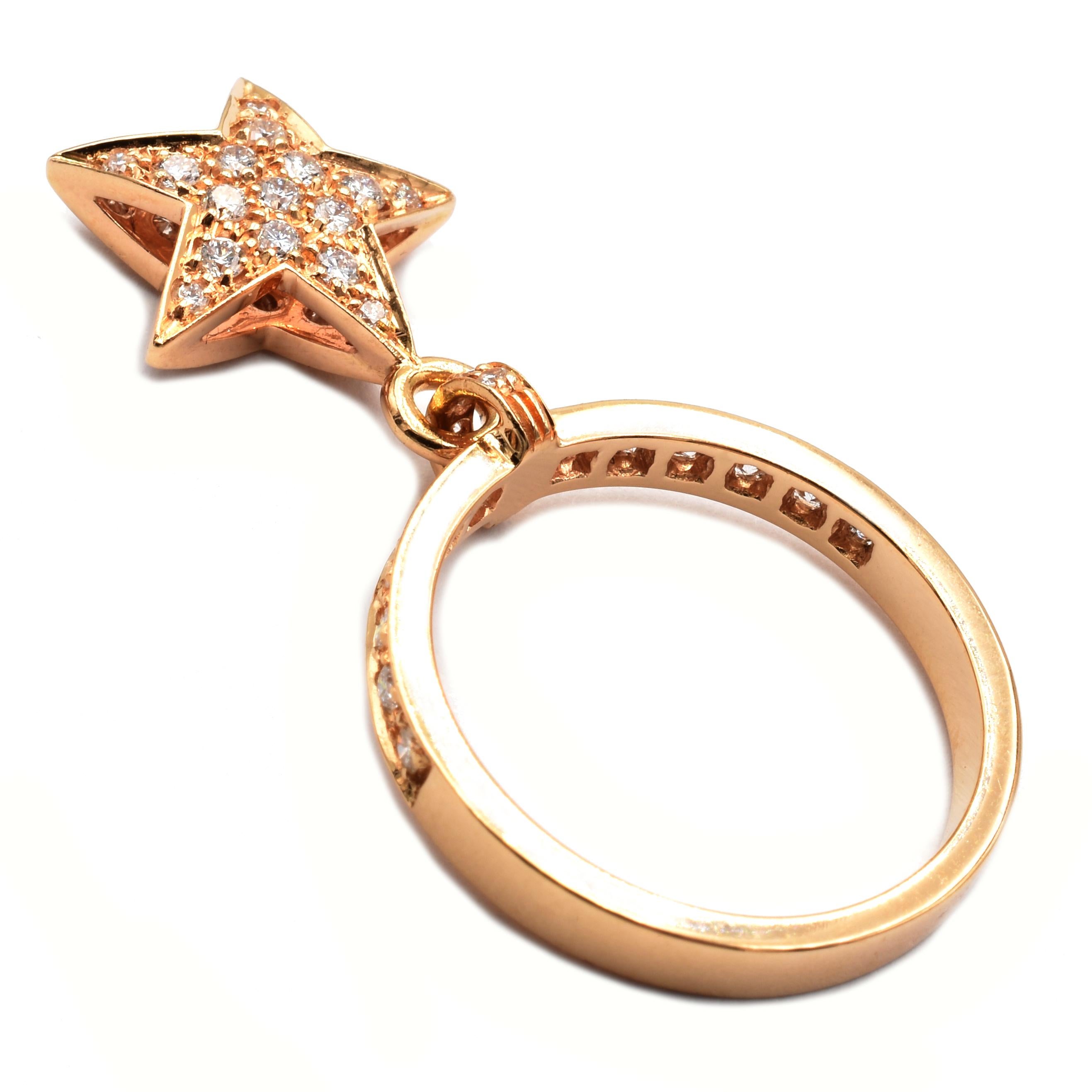Diamant-Stern-Charm-Ring aus Roségold, hergestellt in Italien im Zustand „Neu“ im Angebot in Valenza, AL