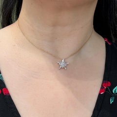 Diamond Star Cluster Necklace 14k White and Yellow Gold