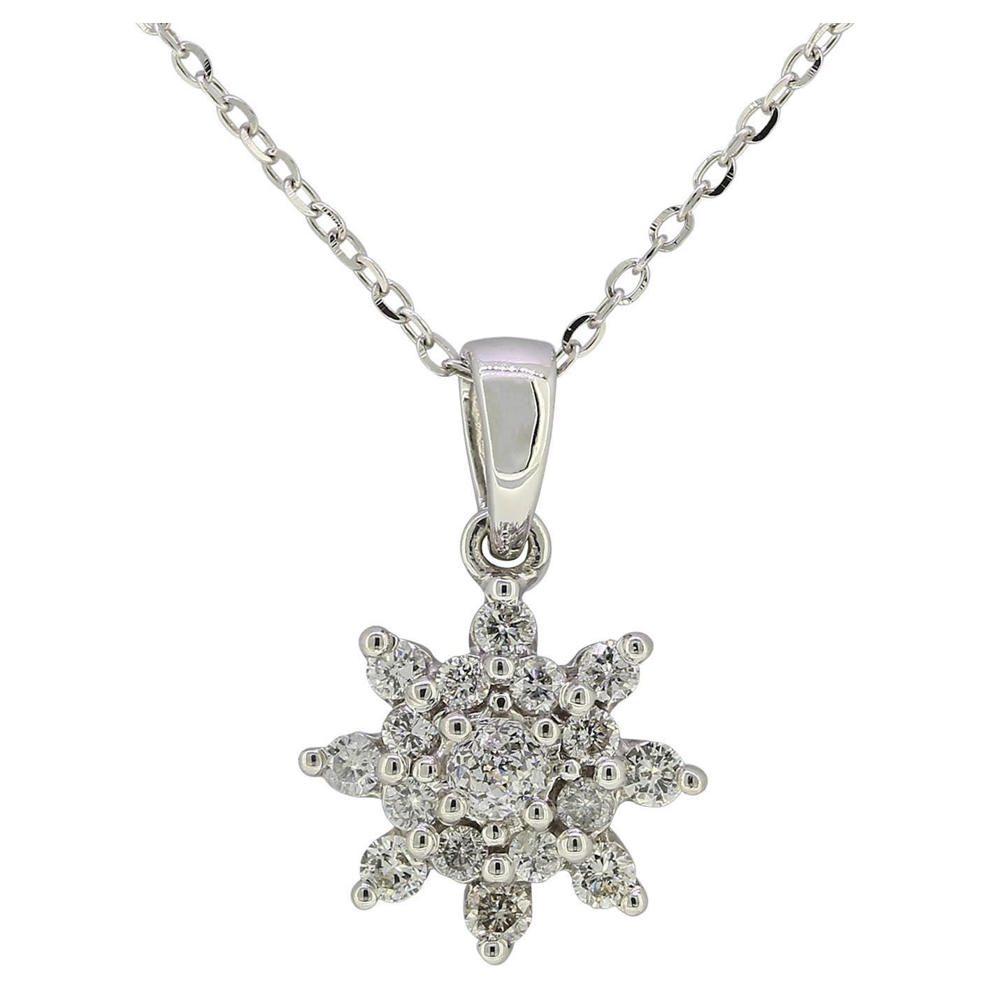 Diamond Star Cluster Pendant Necklace